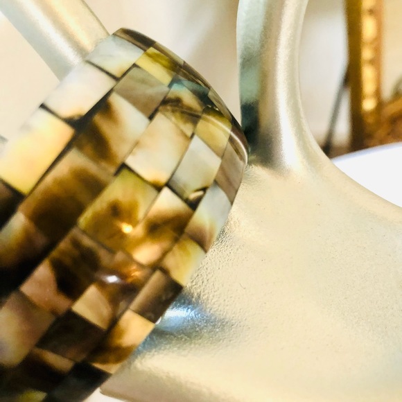 Vintage Mother of Pearl Inlay Wide Bracelet - Picture 3 of 9